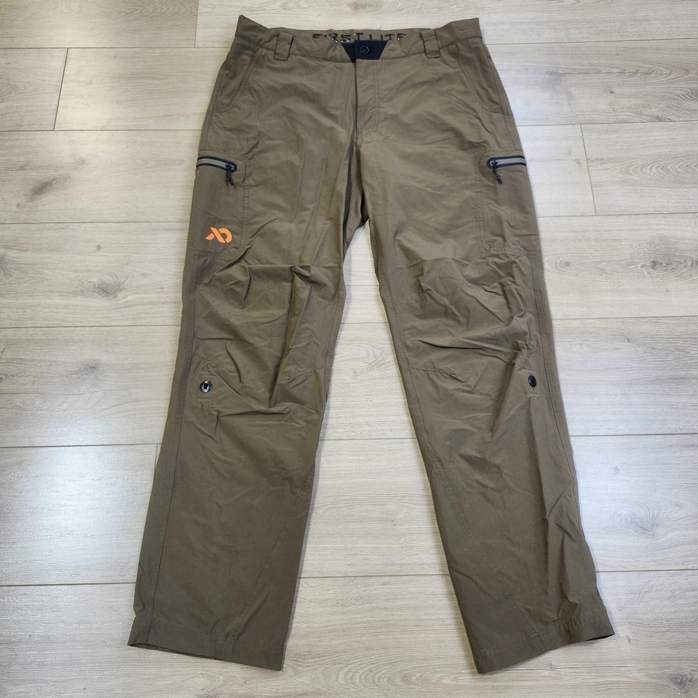 First Lite Guide Lite Pants Mens 38x33 Brown Stretch Hiking Hunting Outdoor